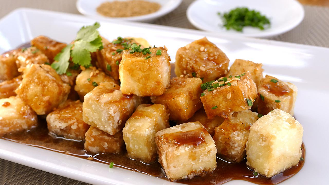 tofu con aderezo de soya